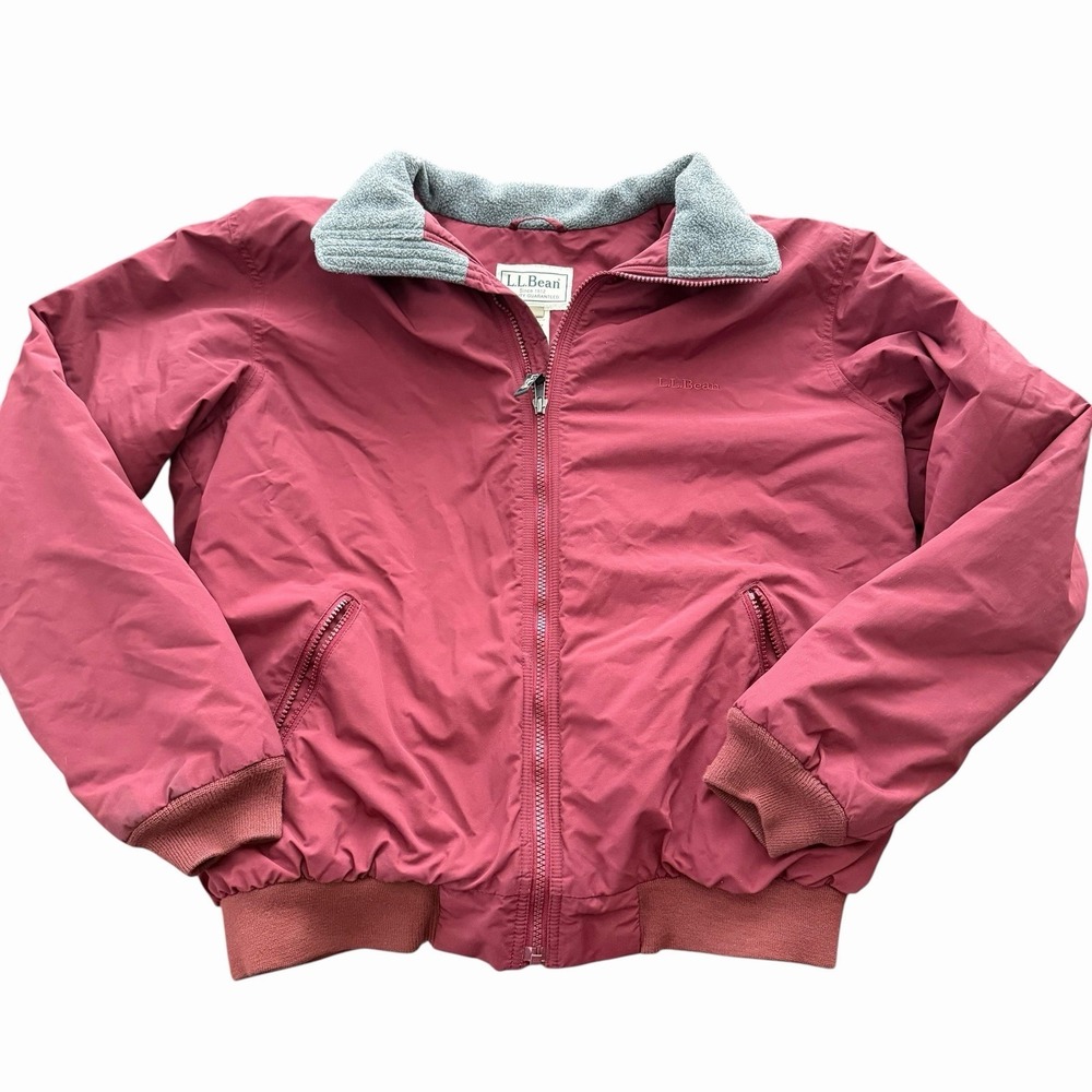 LL Bean Men's Medium Reg Bomber Jacket Fleece Lined Full Zip O UF43 Maroon